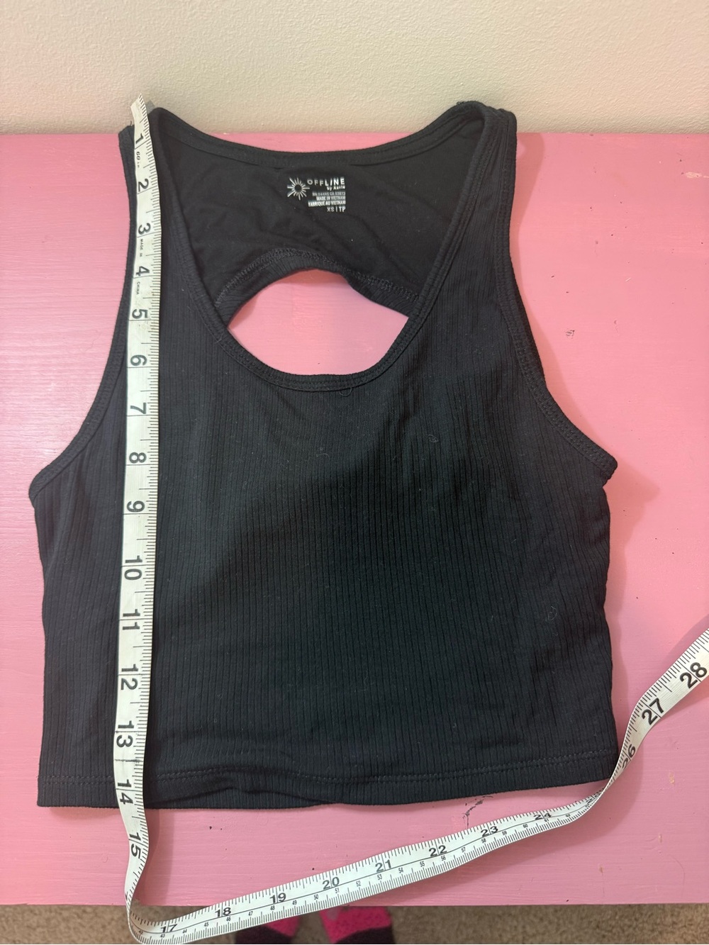 aerie Black Ribbed Tank with Back Keyhole